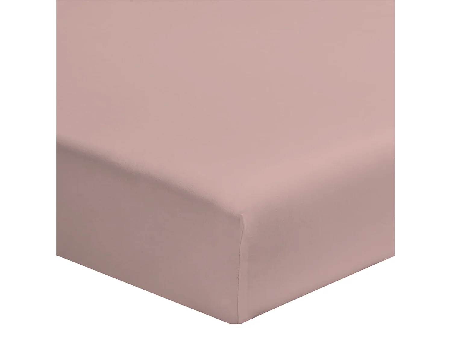 Drap housse coton rose poudré 160x200 cm