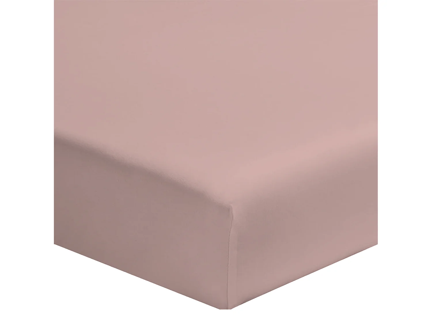 Drap housse coton rose poudré 180x200 cm