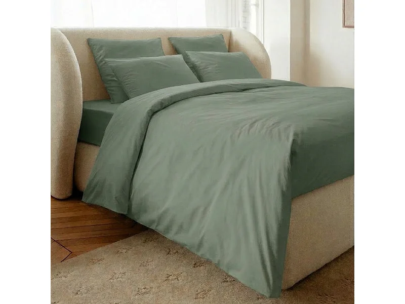 Drap housse coton vert 180x200 cm