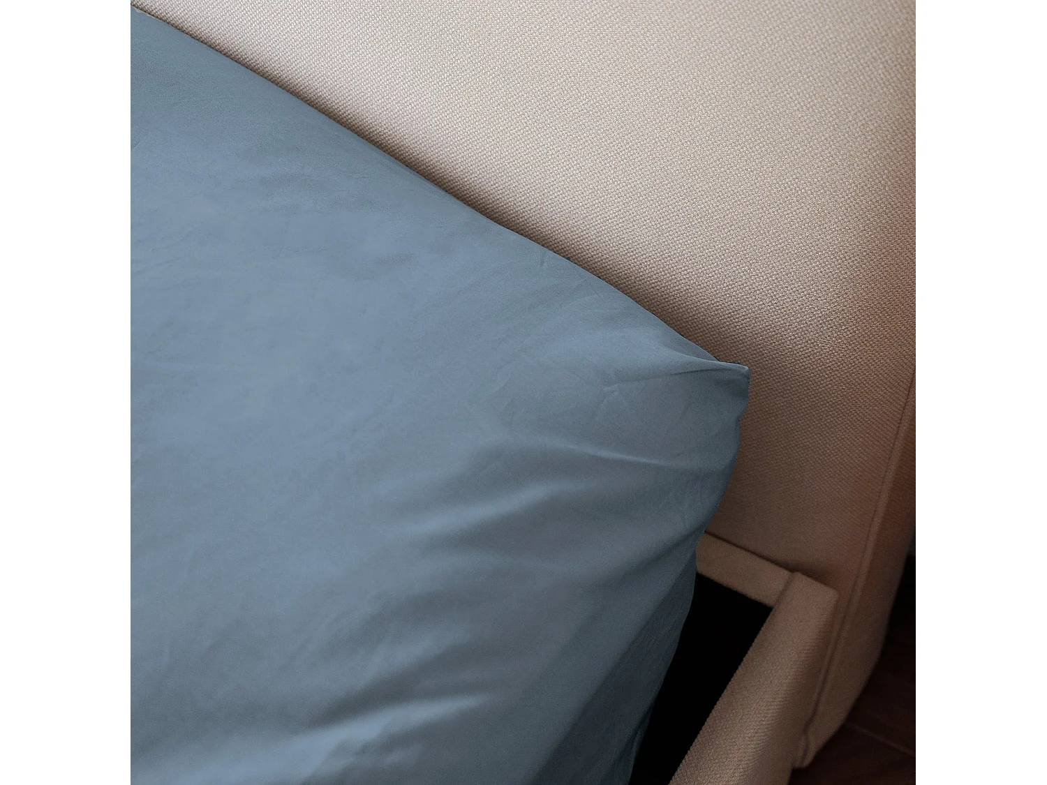 Drap housse coton bleu gris 200x200 cm