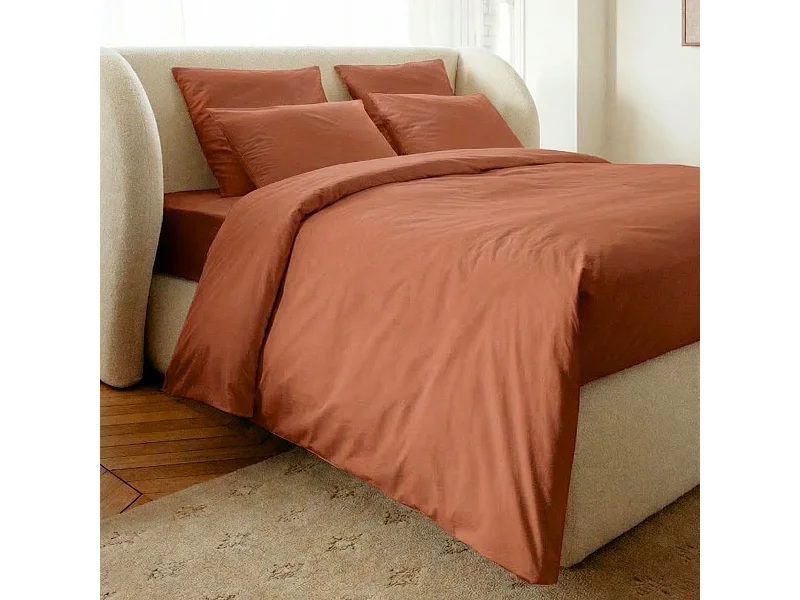 Drap housse coton rose poudré 140x190 cm