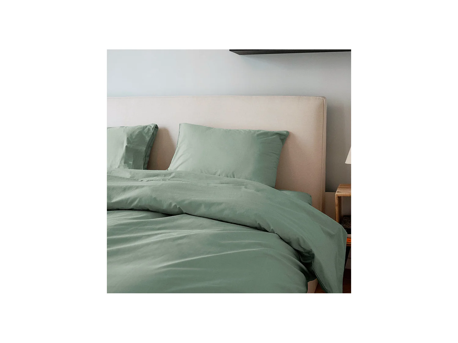 Drap housse coton vert 140x200 cm