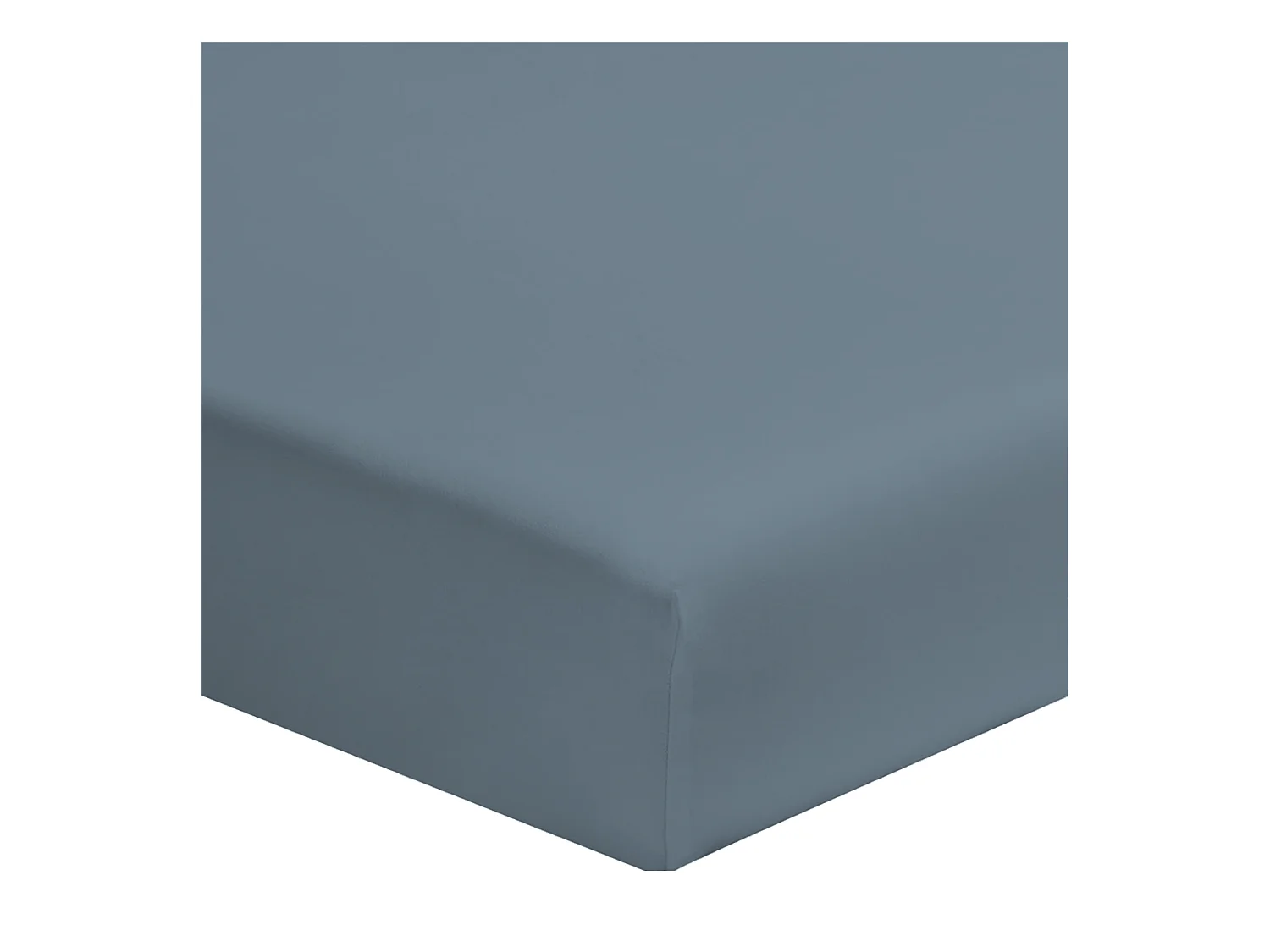 Drap housse coton bleu gris 140x200 cm