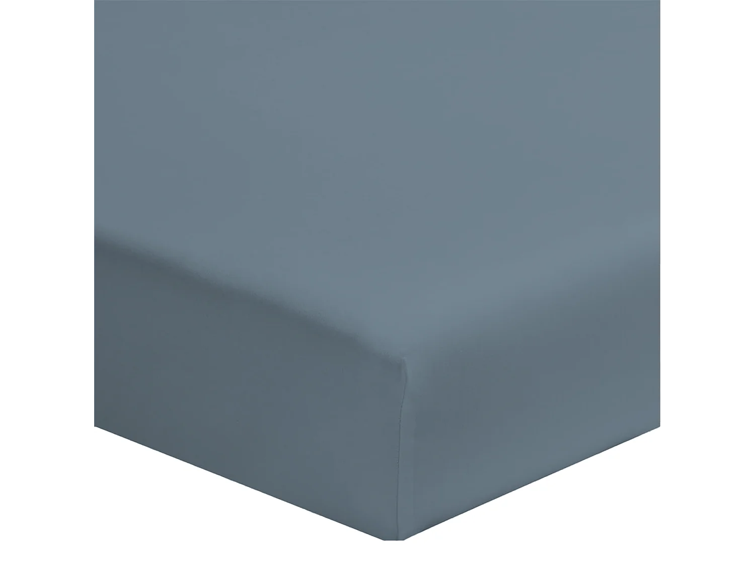 Drap housse coton bleu gris 140x200 cm