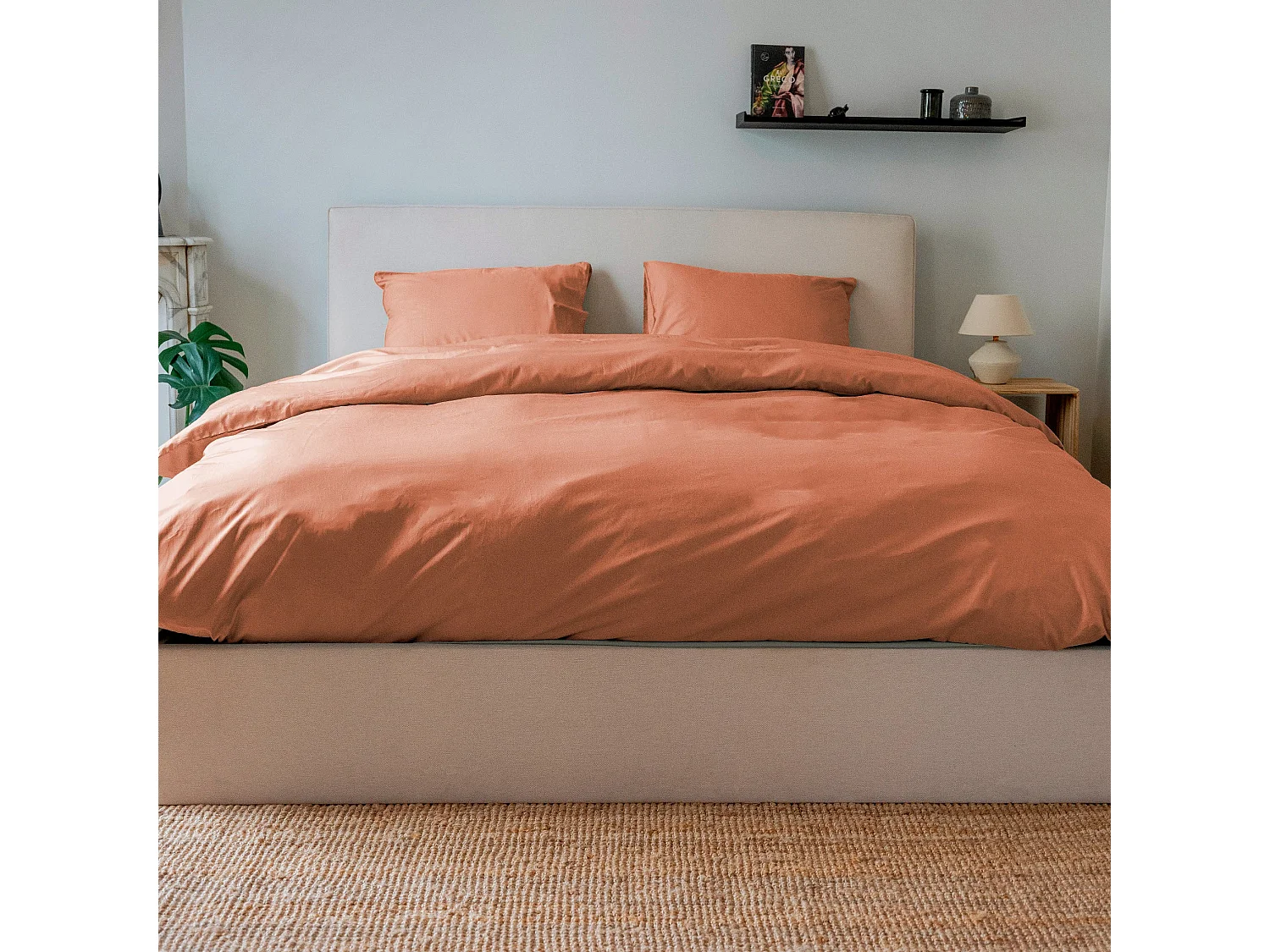 Set de 2 taies d'oreillers coton terra cotta 50x70 cm