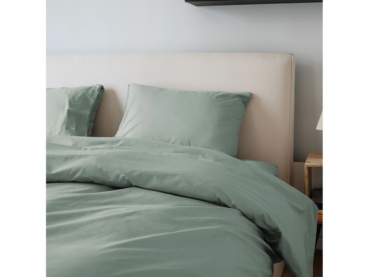 Set de 2 taies d'oreillers coton vert 50x70 cm