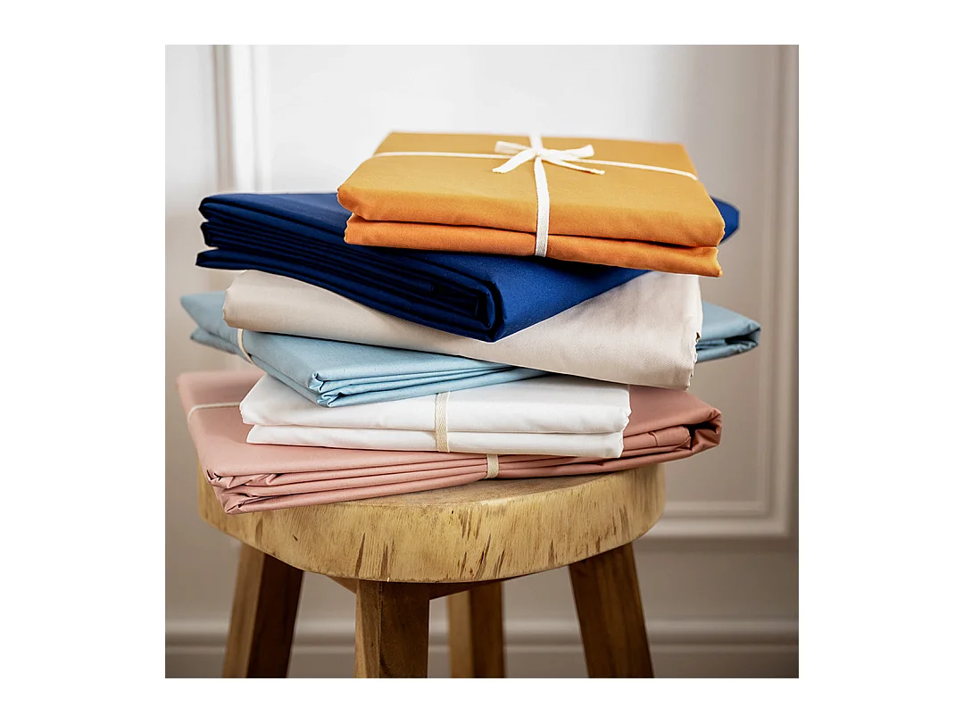 Set de 2 taies d'oreillers coton bleu gris 65x65 cm