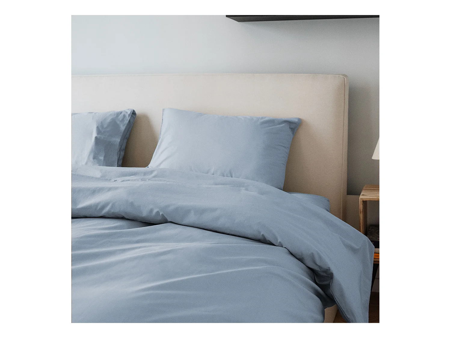 Housse de couette coton bleu gris 140x200 cm