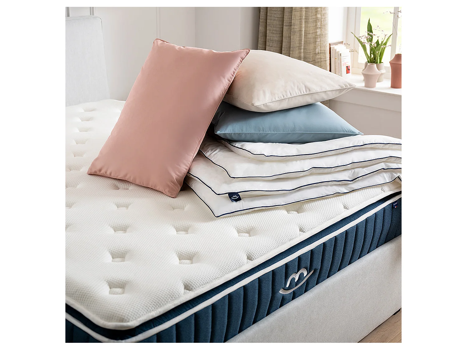 Housse de couette coton rose poudré 240x260 cm