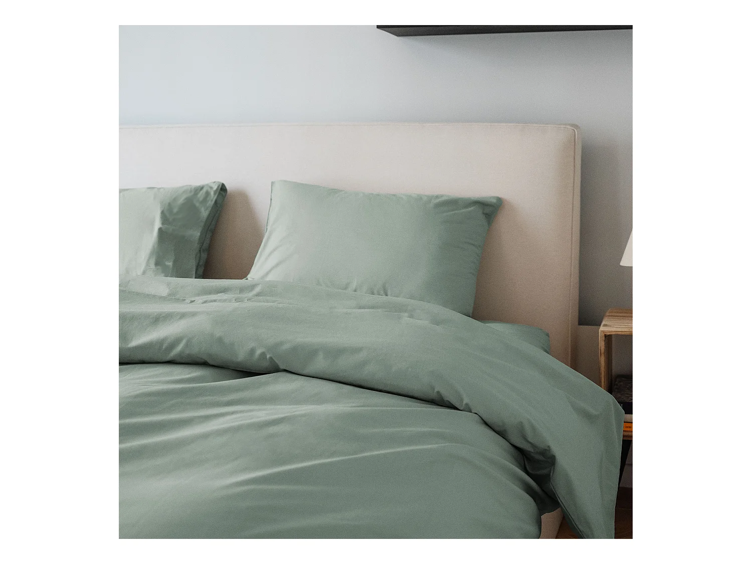 Housse de couette coton vert 200x200 cm