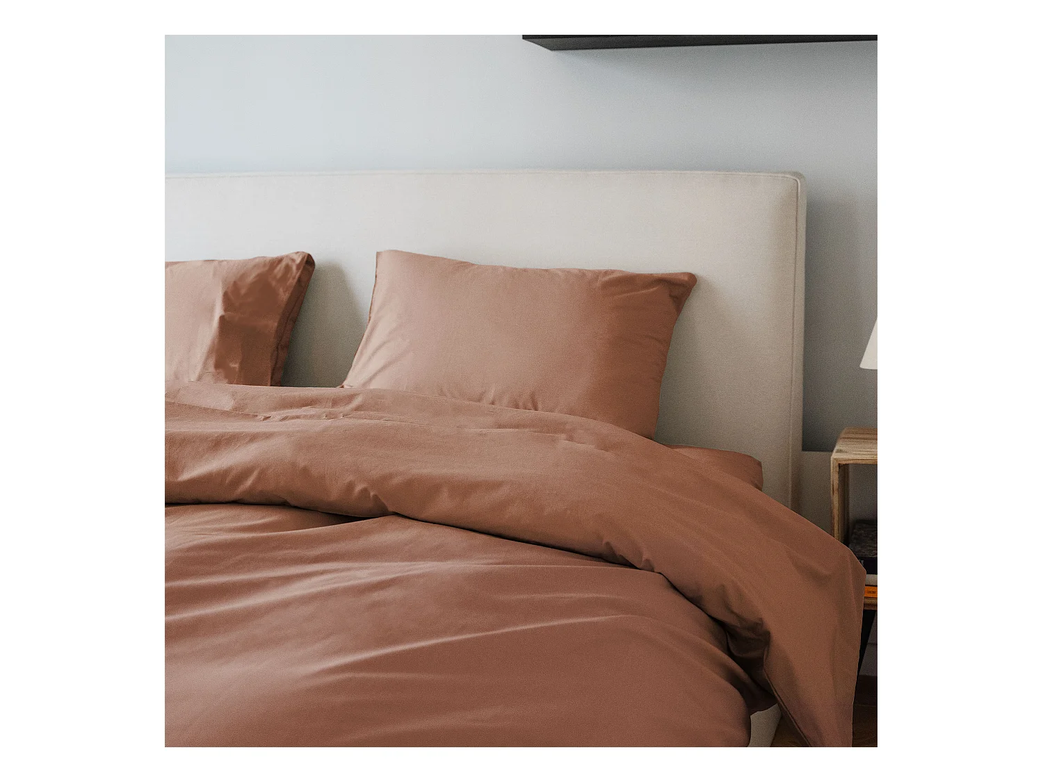 Housse de couette coton terra cotta 200x200 cm