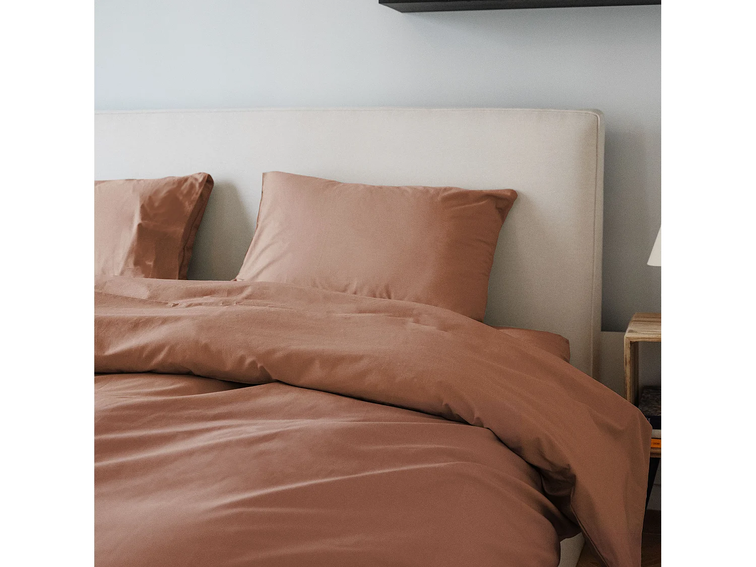 Housse de couette coton terra cotta 200x200 cm