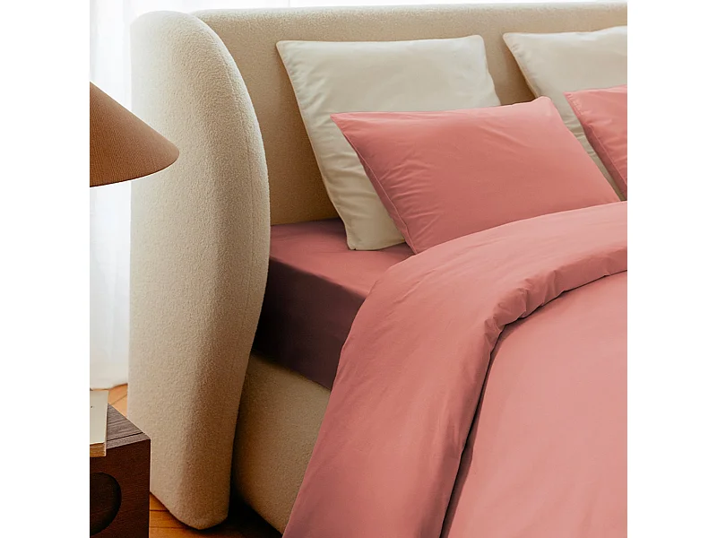 Housse de couette coton rose poudré 220x240 cm