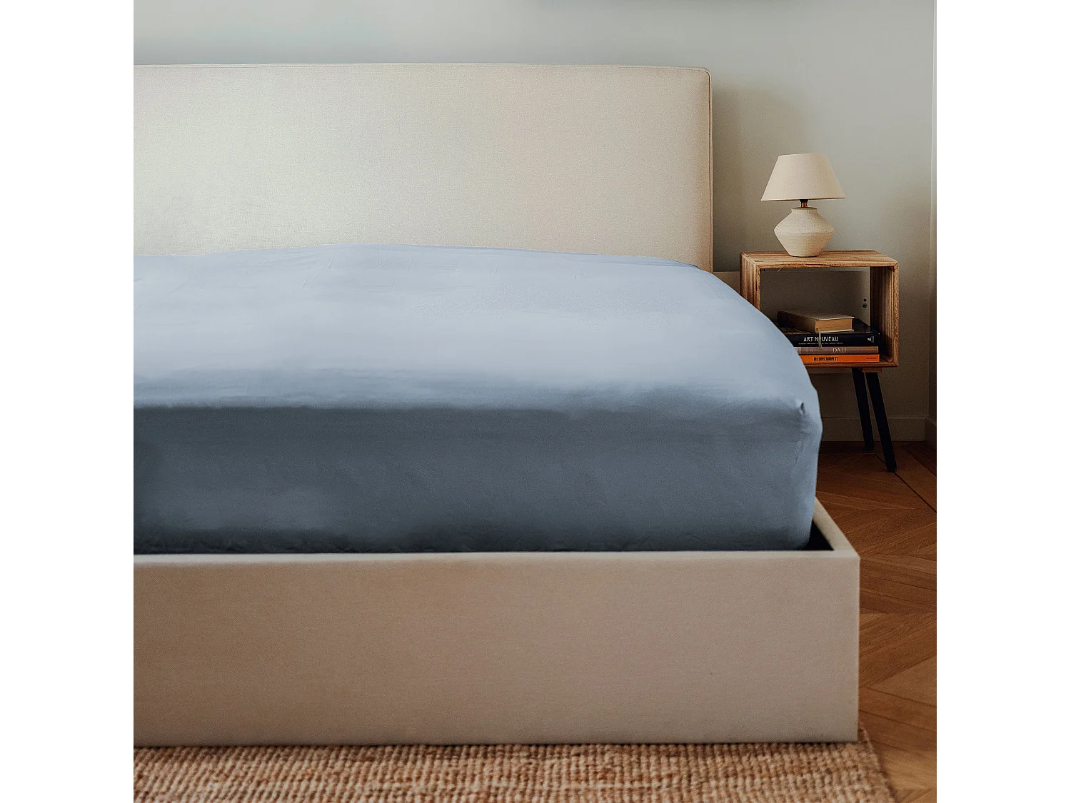 Housse de couette coton bleu gris 220x240 cm
