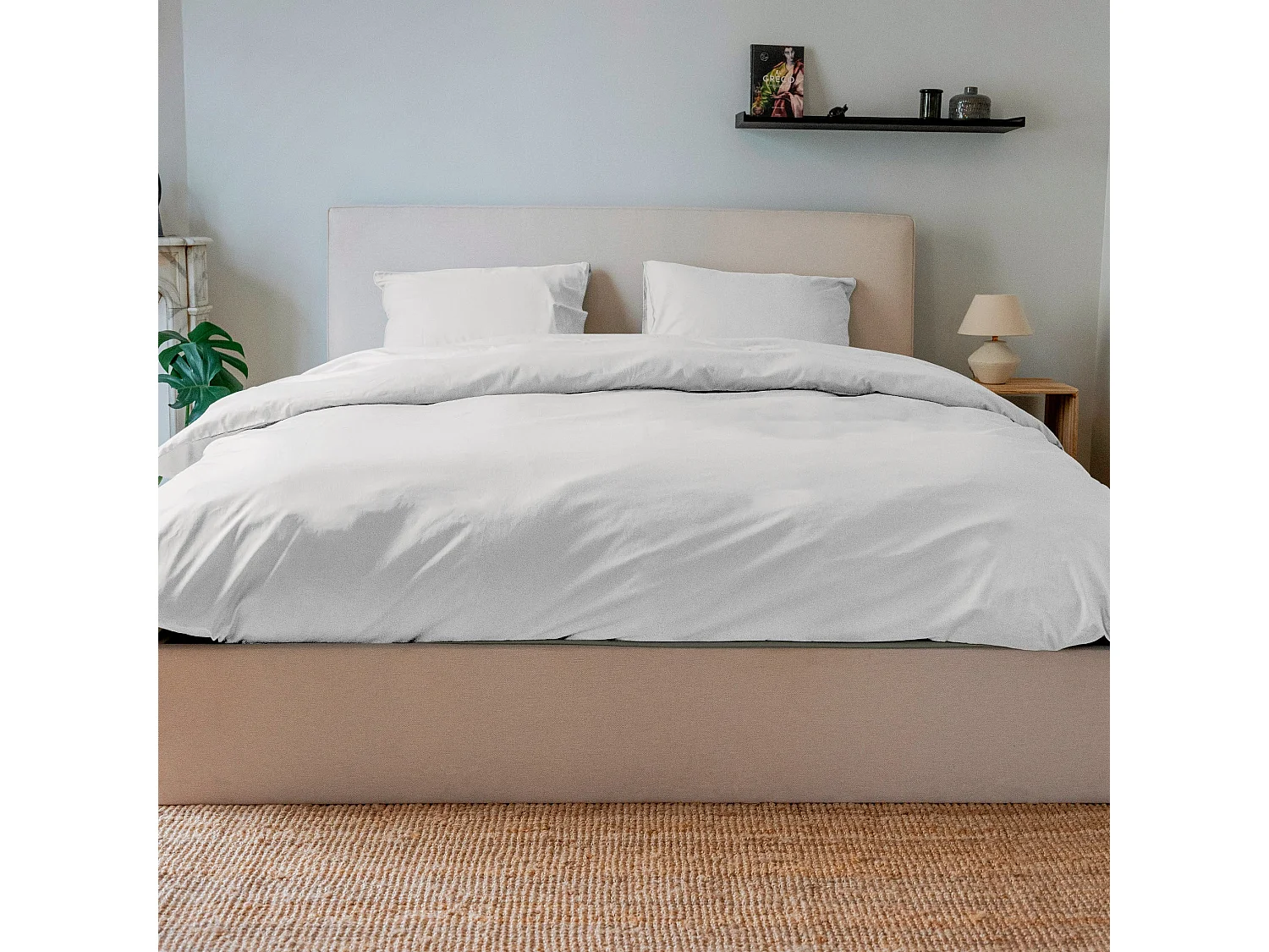 Housse de couette coton blanc 200x200 cm