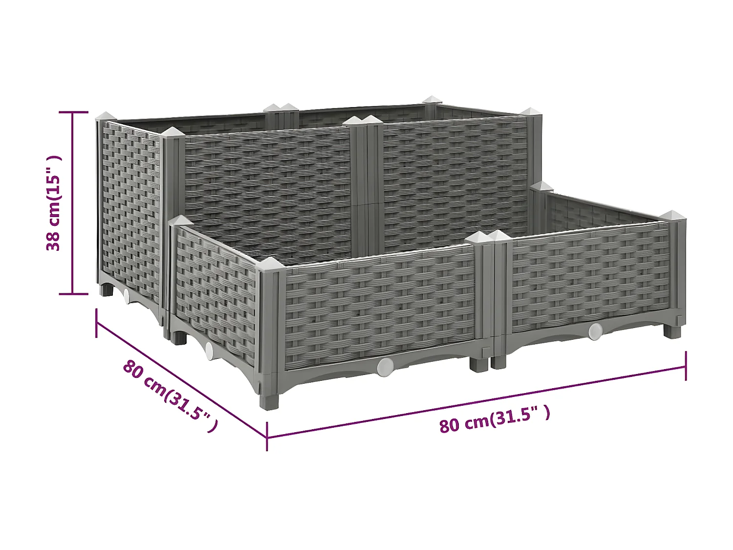 Lit surélevé 80x80x38 cm Polypropylène