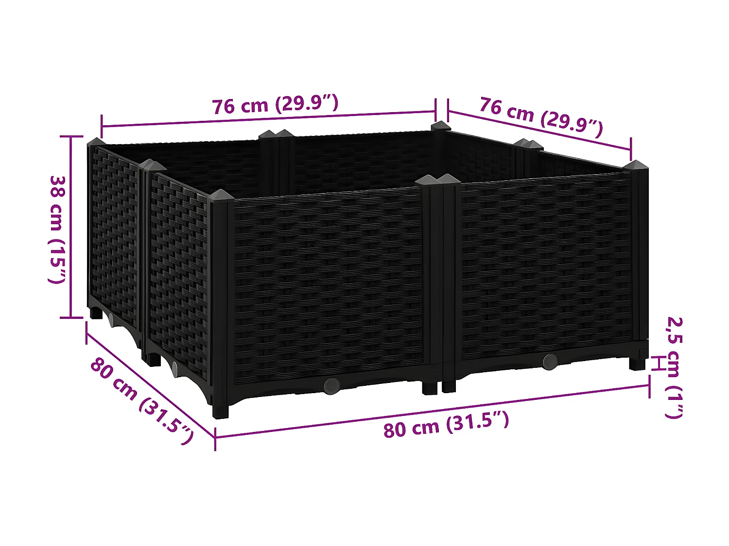 Arriate 80x80x38 cm polipropileno