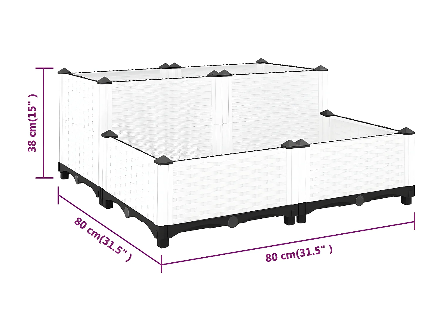 Lit surélevé 80x80x38 cm Polypropylène
