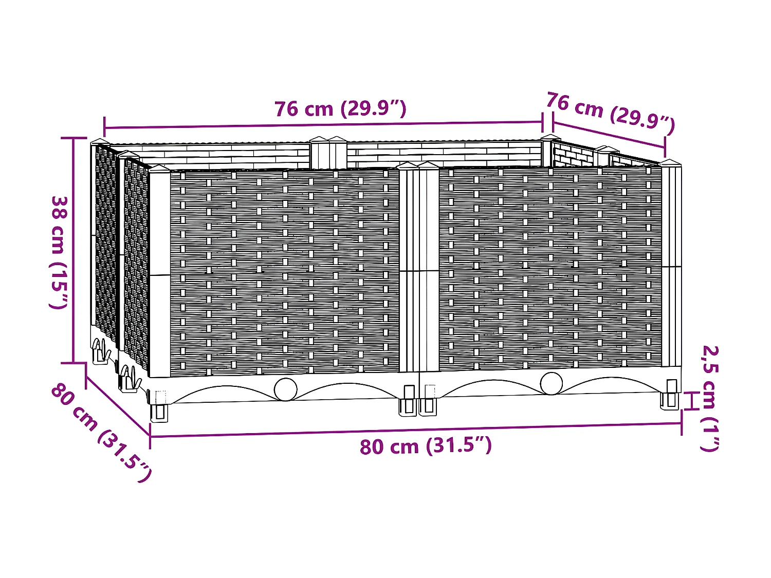 Lit surélevé 80x80x38 cm Polypropylène