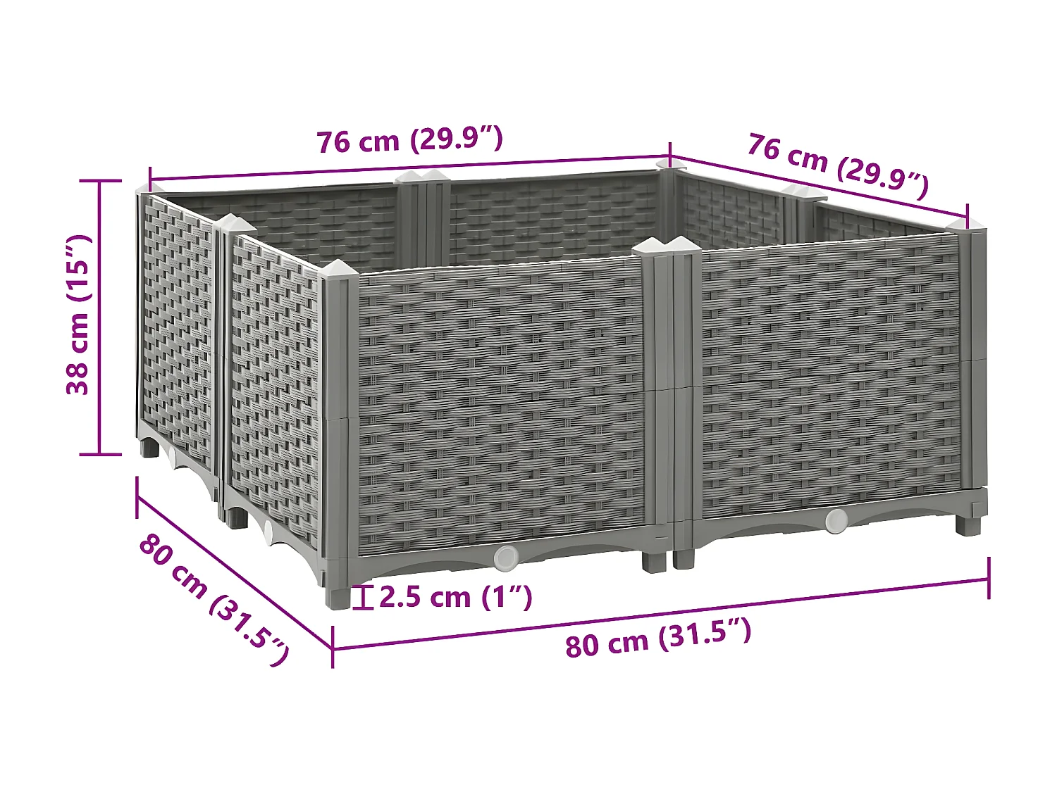 Lit surélevé 80x80x38 cm Polypropylène