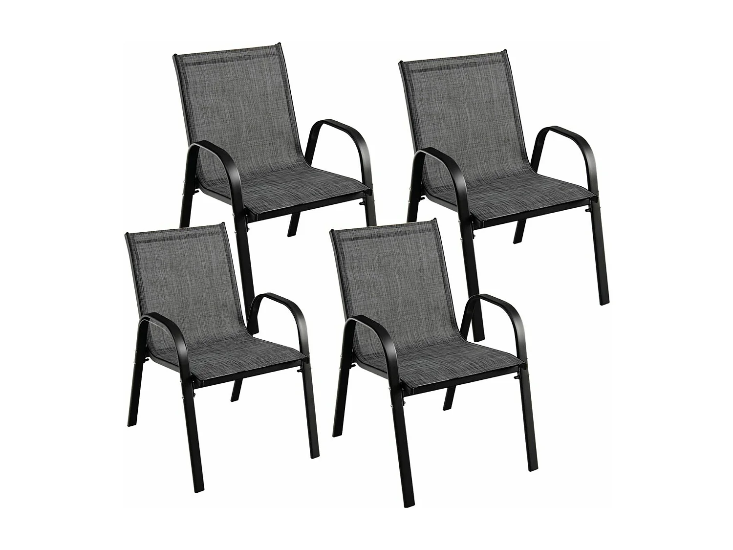 Lot de 4 Chaises de Jardin, Charge 120 kg Empilable pour Terrasse, Balcon, Patio, 83 x 68 x 56 cm, en Métal & Tissu et velours,Gris