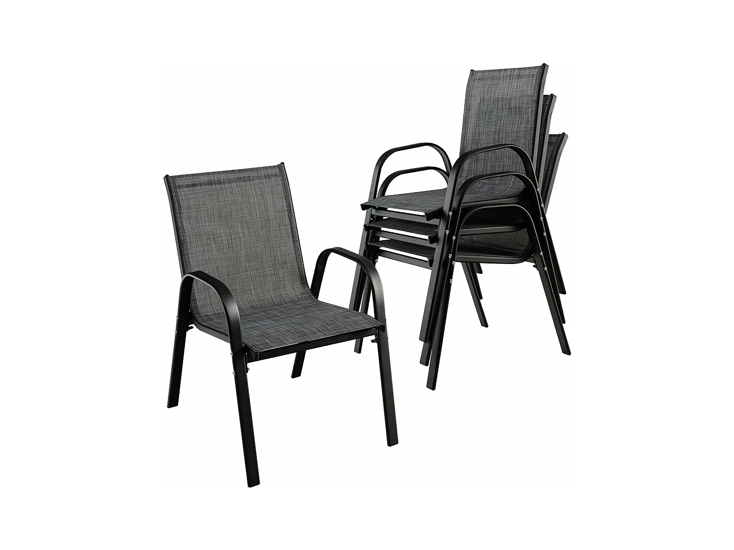 Lot de 4 Chaises de Jardin, Charge 120 kg Empilable pour Terrasse, Balcon, Patio, 83 x 68 x 56 cm, en Métal & Tissu et velours,Gris