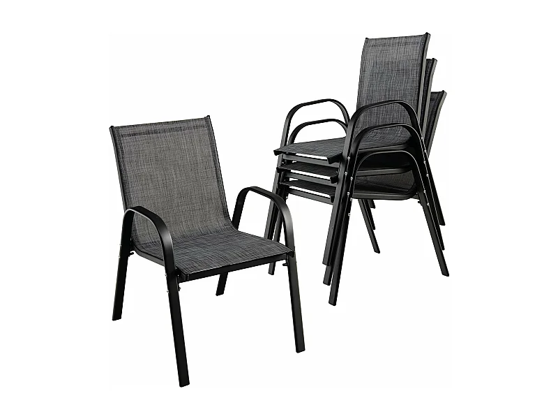 Lot de 4 Chaises de Jardin, Charge 120 kg Empilable pour Terrasse, Balcon, Patio, 83 x 68 x 56 cm, en Métal & Tissu et velours,Gris
