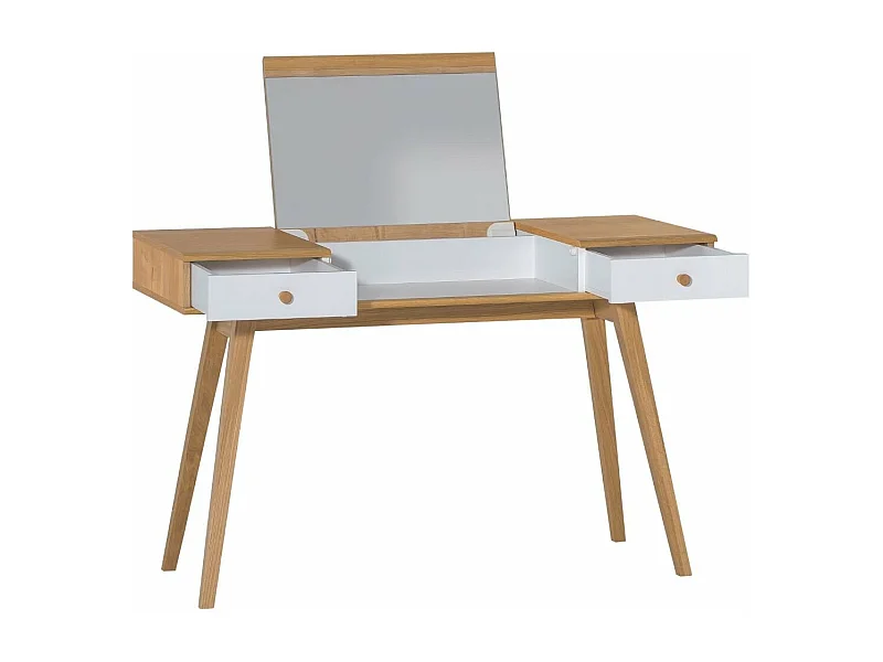 Coiffeuse avec miroir relevable et 2 tiroirs - L120 x H76/116,6 x P50 cm