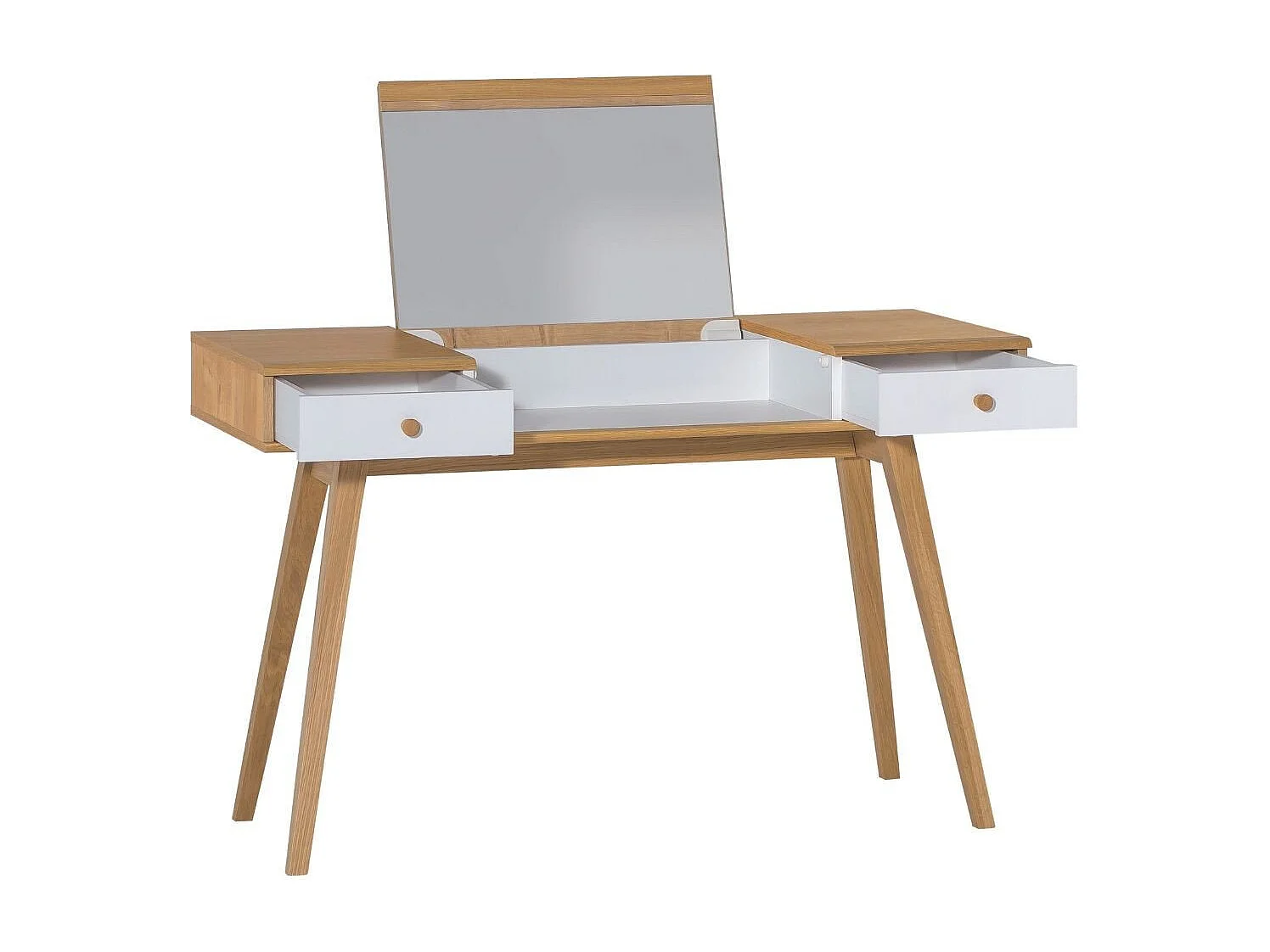 Toaletka z podnoszonym lustrem i 2 szufladami - szer. 120 x wys. 76/116,6 x gł. 50 cm