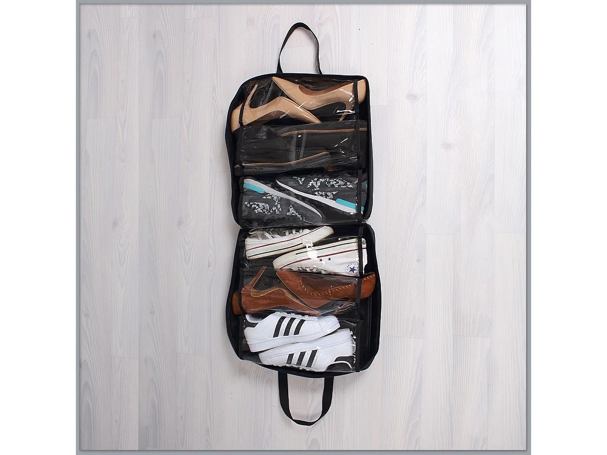 Borsa portascarpe nera 6 paia