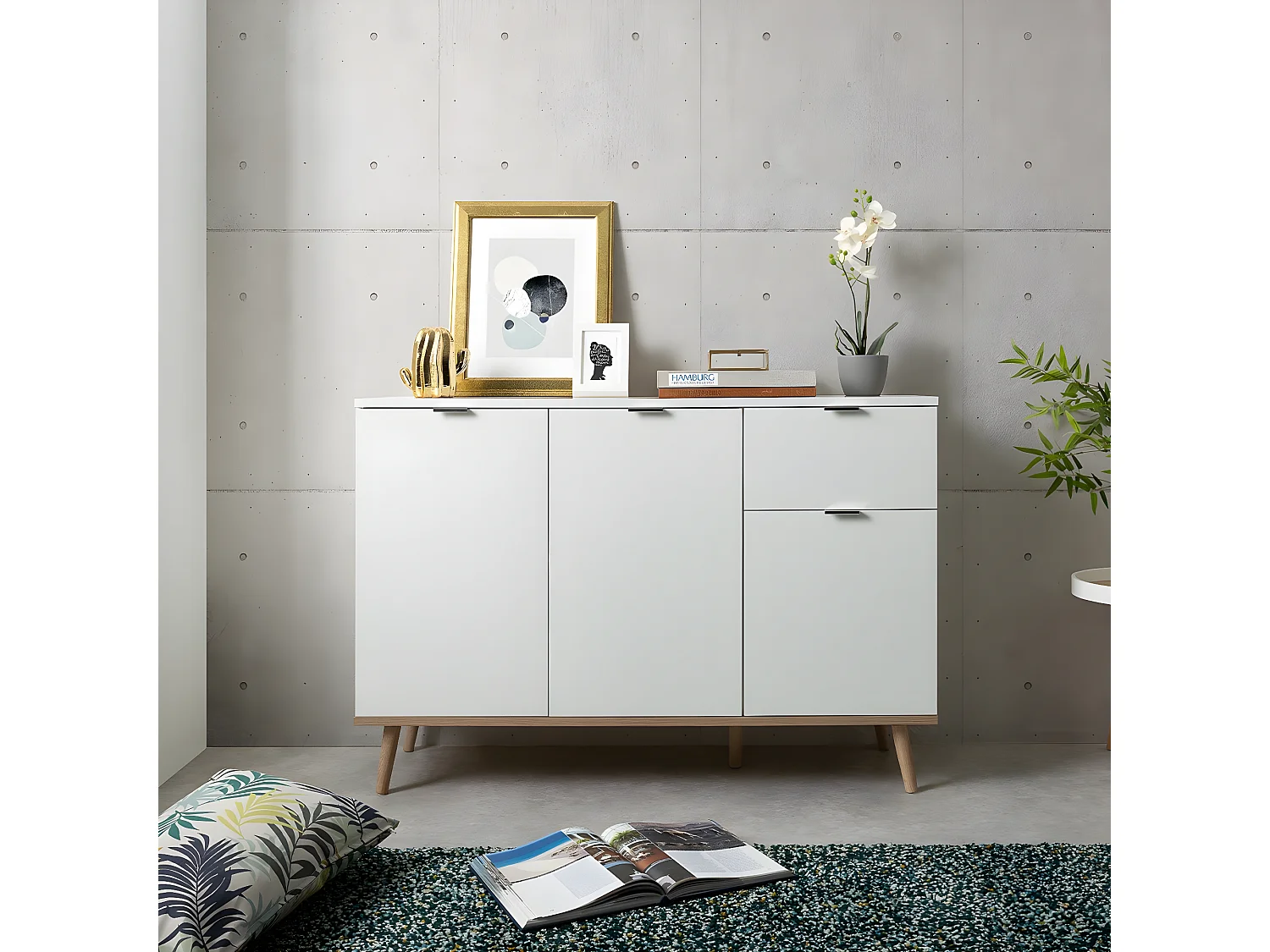 Buffet 3 Portes 2 Étagères 1 Tiroir L120 cm - COPENHAGUE