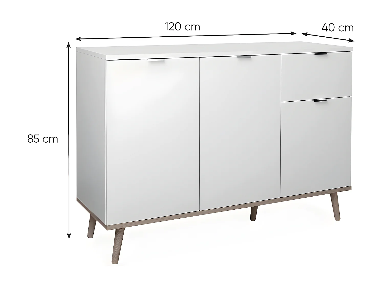 Buffet 3 Portes 2 Étagères 1 Tiroir L120 cm - COPENHAGUE