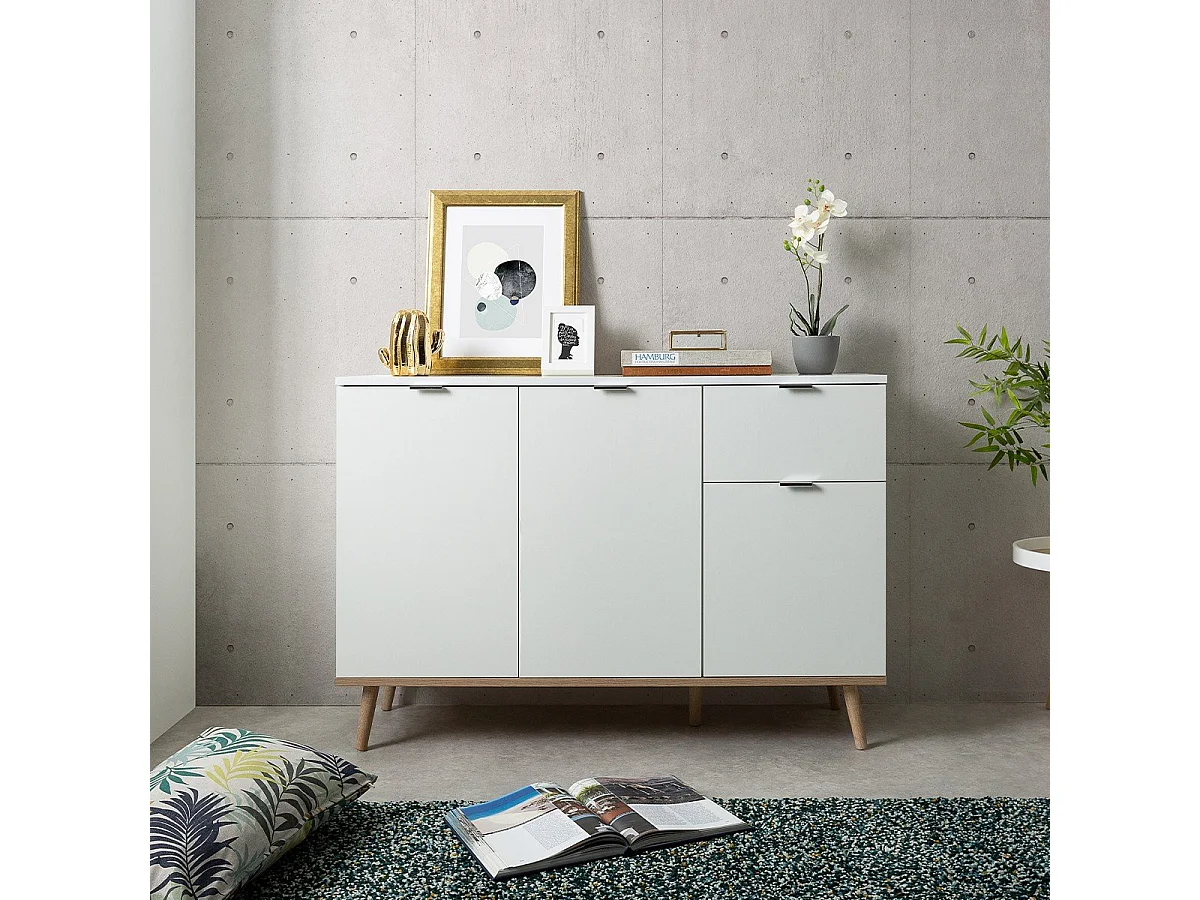 Kredens 3 drzwi 2 półki 1 szuflada L120 cm - COPENHAGEN