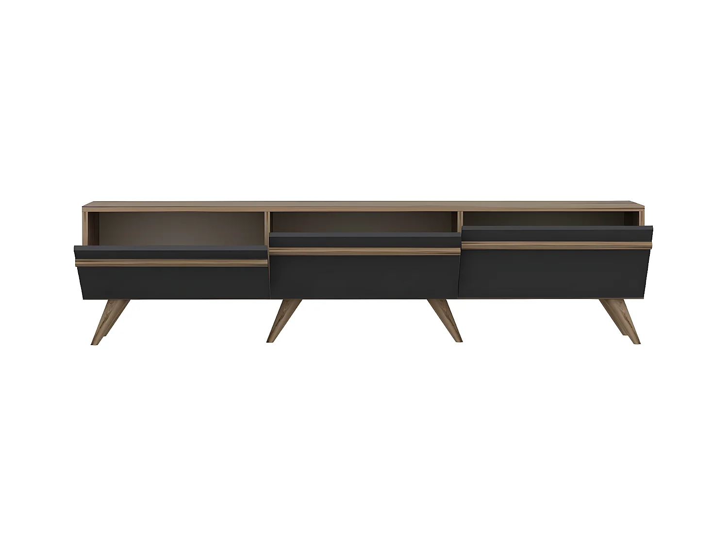 Meuble TV 3 Portes Gris Anthracite L180 cm - AMSTERDAM