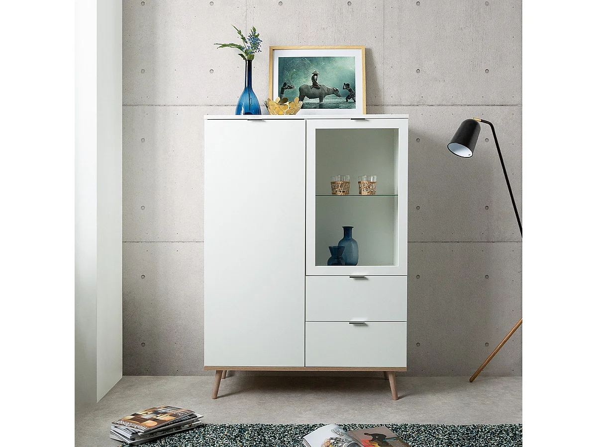 Vaisselier avec 2 Portes et 2 Tiroirs H140 cm - COPENHAGUE