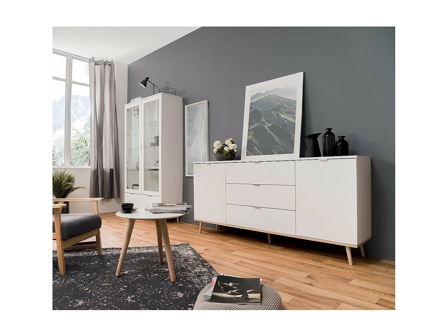 Vitrina con 2 puertas de cristal y 2 Cajones - Al.185 cm - Copenhague