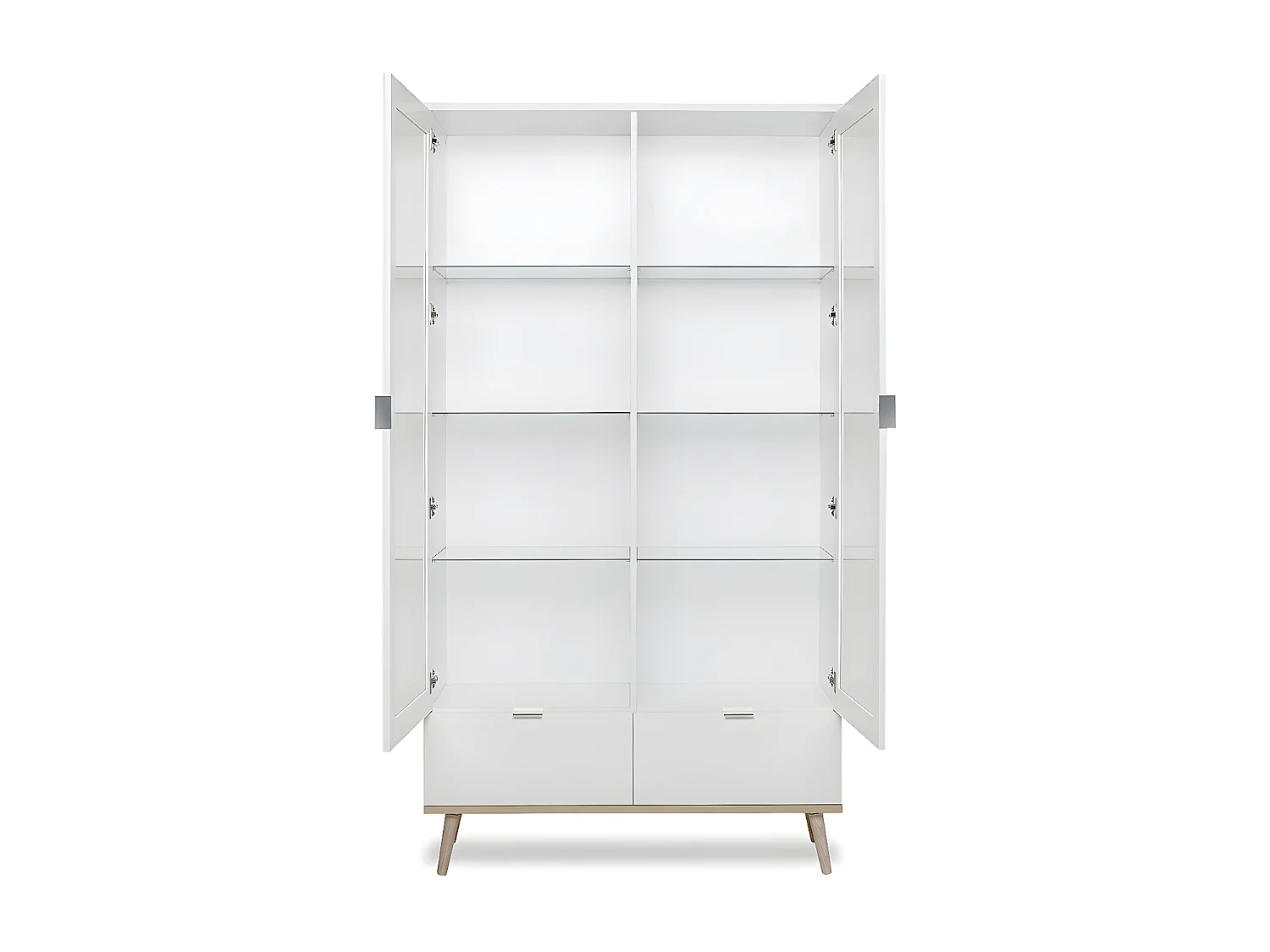 Vaisselier 2 Portes Vitrées 2 Tiroirs H185 cm - COPENHAGUE