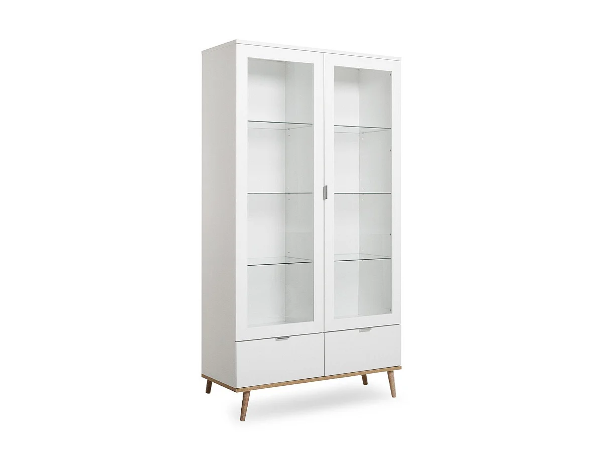 Komoda 2 szklane drzwi 2 szuflady wys. 185 cm - COPENHAGEN