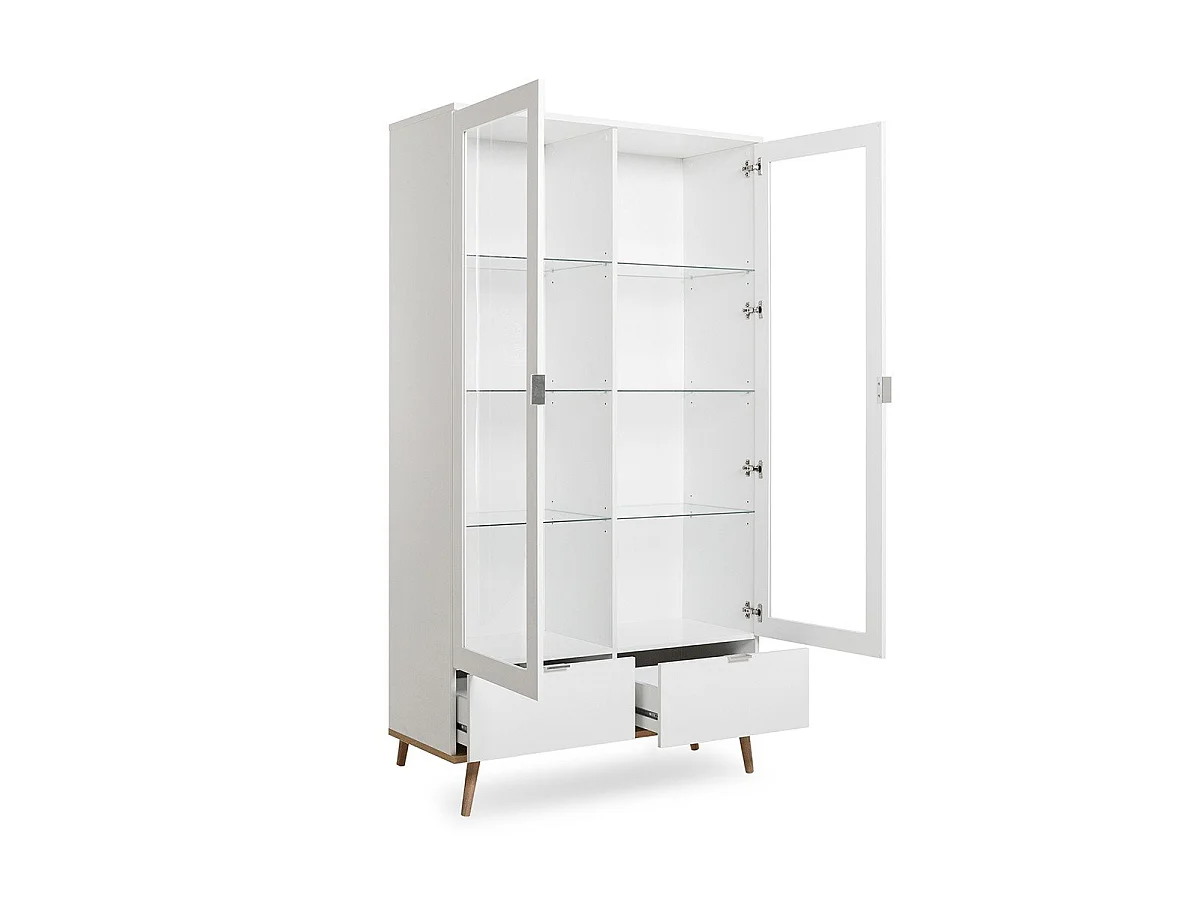 Komoda 2 szklane drzwi 2 szuflady wys. 185 cm - COPENHAGEN