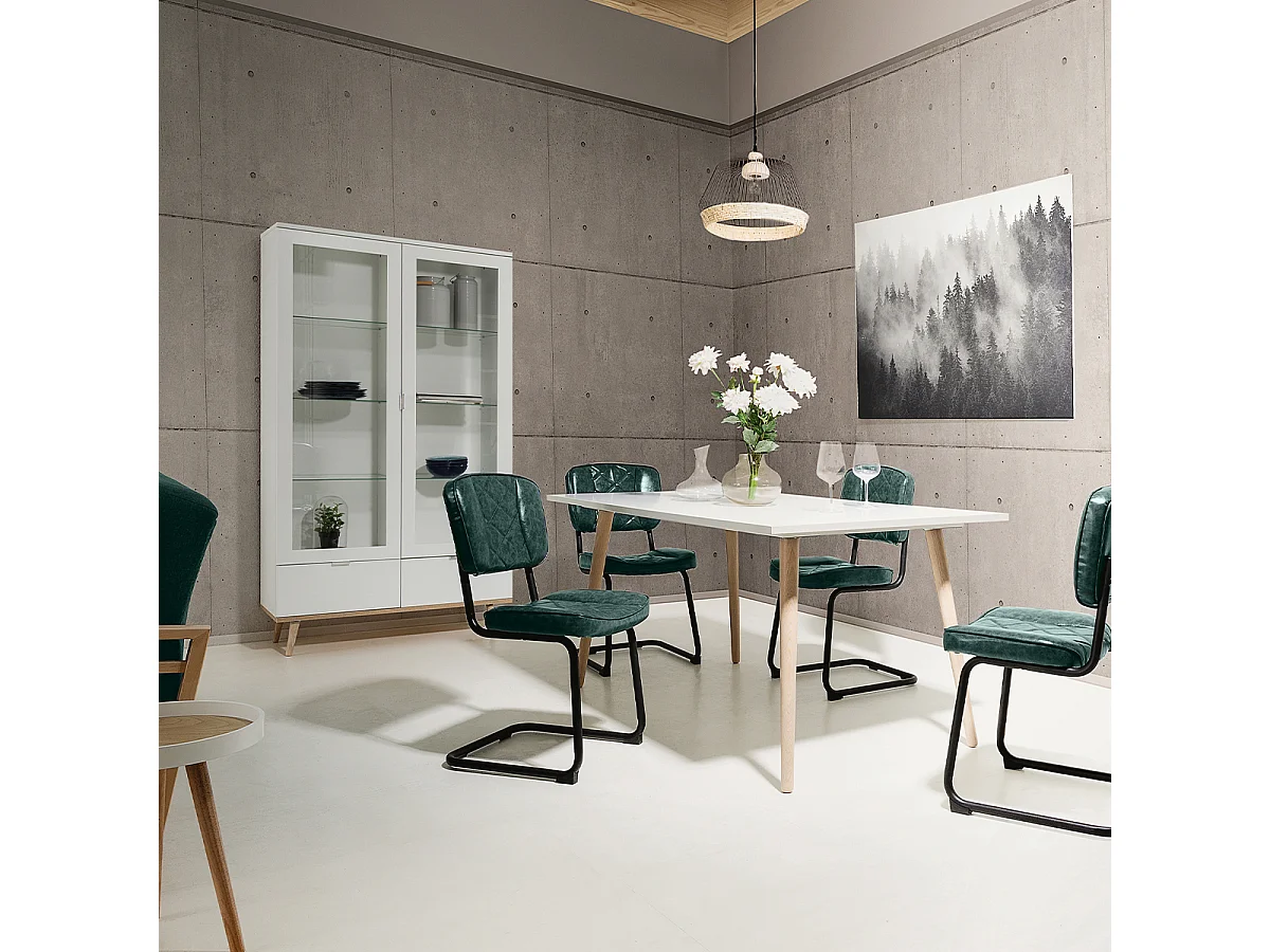 Komoda 2 szklane drzwi 2 szuflady wys. 185 cm - COPENHAGEN