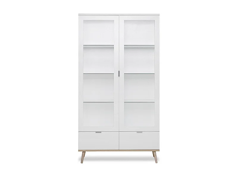 Vaisselier 2 Portes Vitrées 2 Tiroirs H185 cm - COPENHAGUE