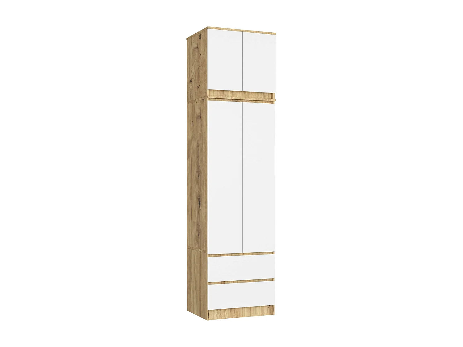 Surmeuble pour armoire AKORD S60 Chêne Artisan 60 cm 2 portes façade Blanche 2 étagères 60x51x55 cm