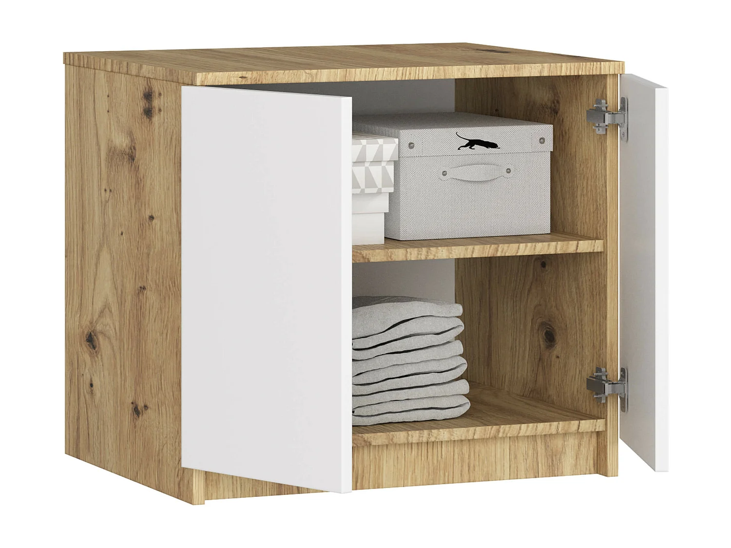Surmeuble pour armoire AKORD S60 Chêne Artisan 60 cm 2 portes façade Blanche 2 étagères 60x51x55 cm