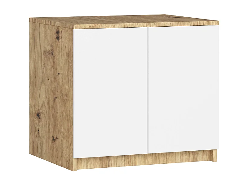 Surmeuble pour armoire AKORD S60 Chêne Artisan 60 cm 2 portes façade Blanche 2 étagères 60x51x55 cm