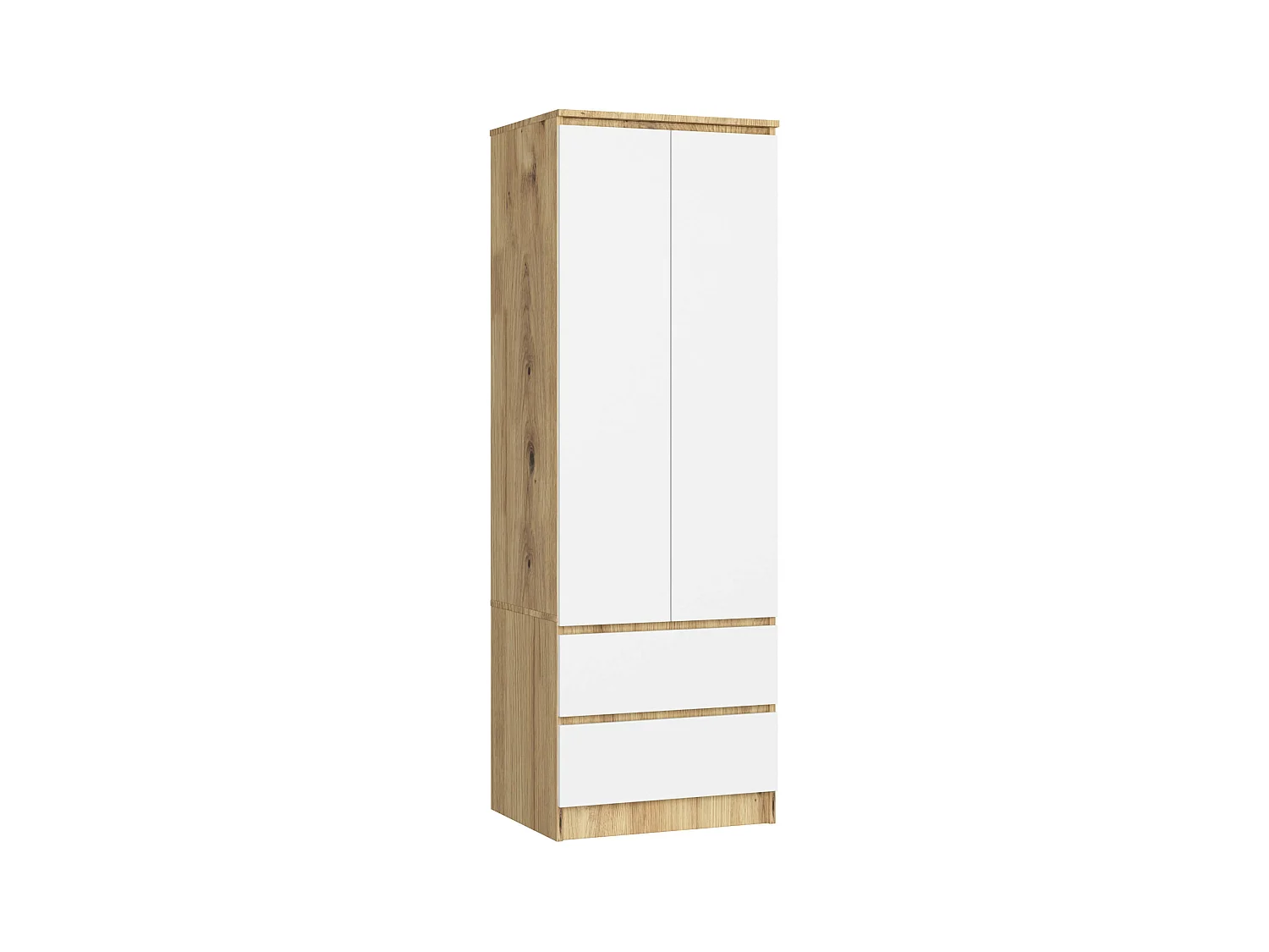 Armadio AKORD S60 Quercia Artisan 60 cm 2 ante 2 cassetti inserto frontale Bianco 60x51x180 cm