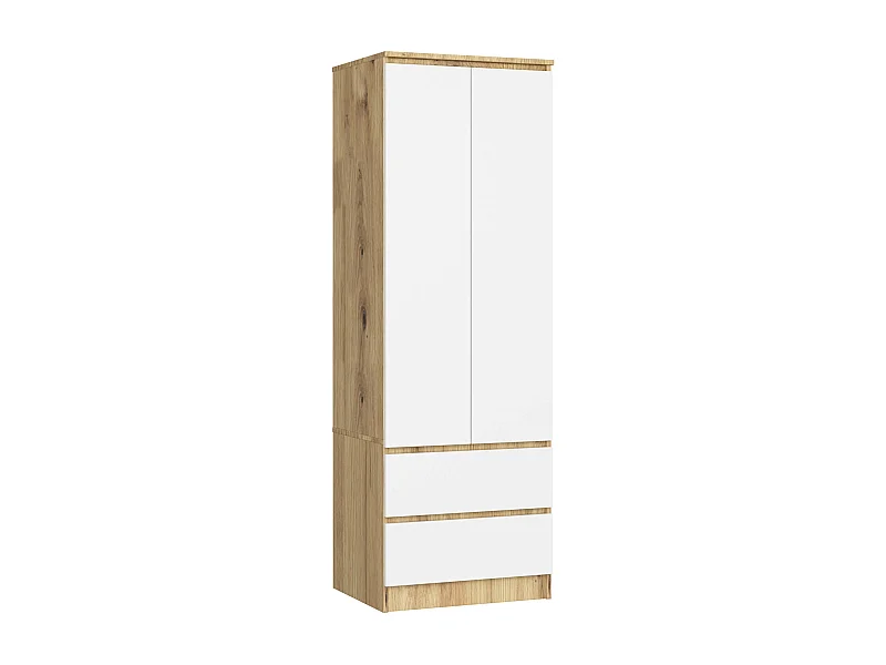 Armadio AKORD S60 Quercia Artisan 60 cm 2 ante 2 cassetti inserto frontale Bianco 60x51x180 cm