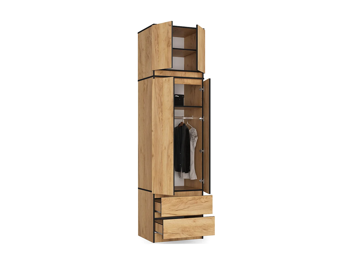 Surmeuble pour armoire AKORD S60 Chêne Craft 60 cm 2 portes façade Chêne Craft 2 étagères 60x51x55 cm