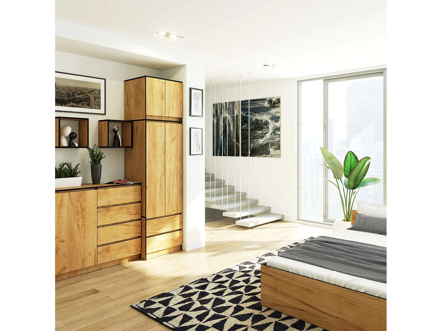 Surmeuble pour armoire AKORD S60 Chêne Craft 60 cm 2 portes façade Chêne Craft 2 étagères 60x51x55 cm