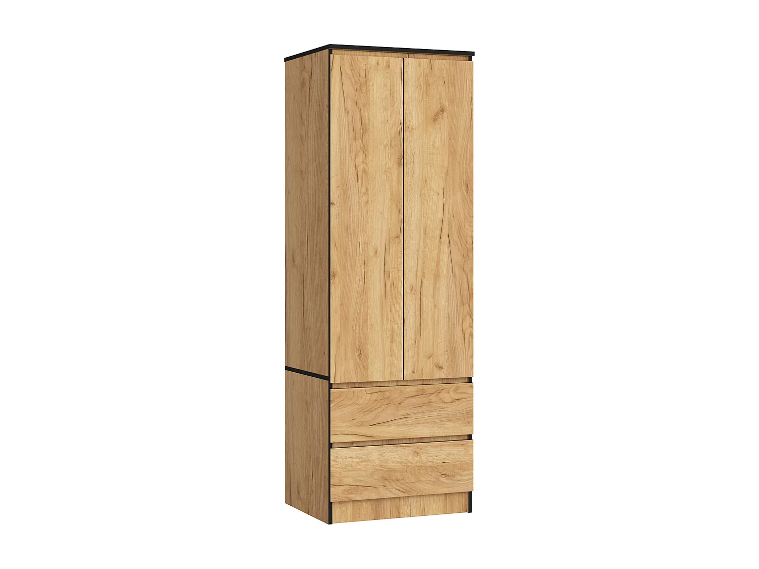 Armoire AKORD S60 Chêne Craft 60 cm 2 portes 2 tiroirs façade Chêne Craft 1 étagère 60x51x180 cm
