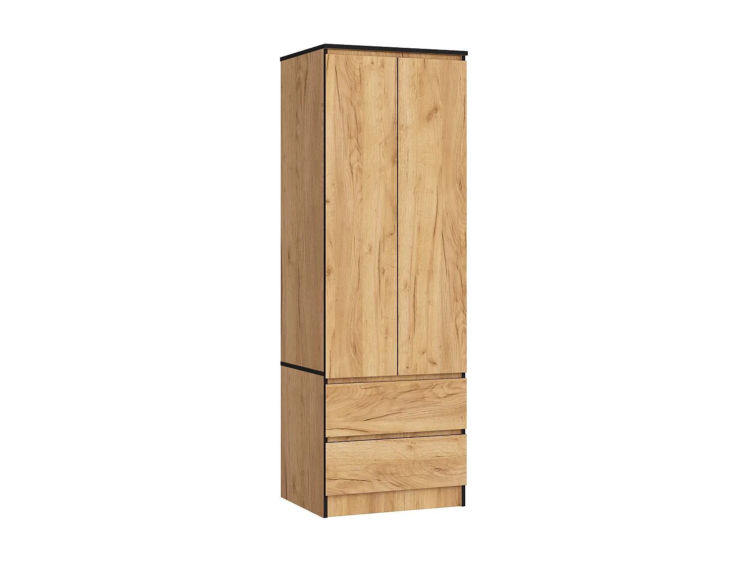 Armoire AKORD S60 Chêne Craft 60 cm 2 portes 2 tiroirs façade Chêne Craft 1 étagère 60x51x180 cm